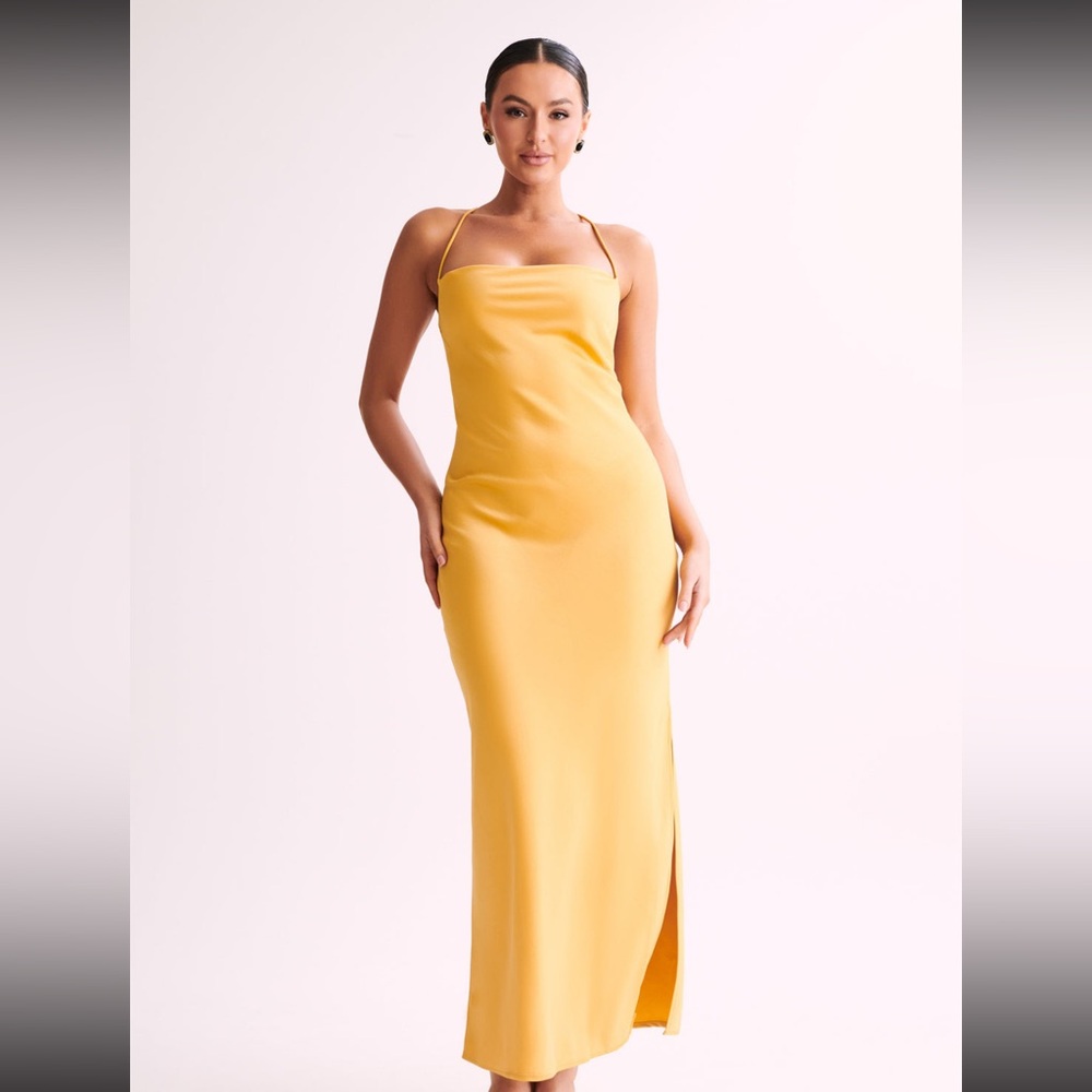 Sydney Straight Neck Slip Maxi Dress - Yellow